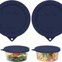 Sophico 4 Cup Round Silicone Storage Cover Lids Replacement for Anchor Hocking and Pyrex 7201-PC Glass Bowls (Container Not Included) (Navy Blue-2 Pack)