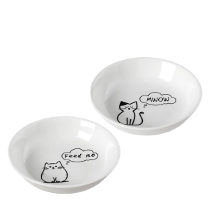 2pcs Little Cat Bowls,5Inch Cat Food Bowl for Indoor Cats,Cute Kittens Plate Set