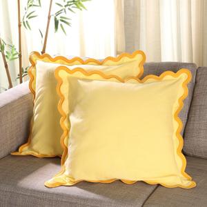 Folkulture Throw Pillow Covers | (18 x 18) Set of 2 Cotton Pillow Cover | Cute Outdoor Pillows | Decorative Throw Pillows for Couch | Yellow Pillow Cases or Couch Pillows for Living Room (Lemon Zest)