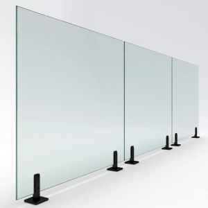 Frameless Glass Railing Panel - 1/2'' Clear Tempered Glass Railing System with 2 Posts - 36" High x 4 FT Long - Install Ready - Indoor and Outdoor Use - Smart Guard Easy Clean (Matte Black)