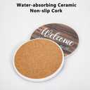 Bar Ceramic Cup Drink Coasters Set of 6 with Holder,Water Absorbent Round Monogram Cute Cool Morden Funny Unique,for Wine Bottle Table Desk Farmhouse Office (Multicolor)