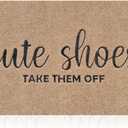 Welcome Mat for Front Door Outdoor Entryway Cute Shoes Take Them Off Indoor Mats with Rubber Backing Doormat Non Slip Easy to Clean Natural Outside Brown