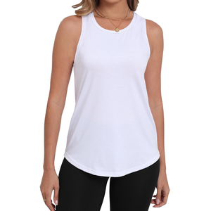 PRIMODA Womens Sleeveless Tank Tops Crew Neck Loose Fit Summer Casual Flowy Curved Tunic Shirt, Size M