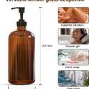 Sunrise Premium, 16 OZ Thick Amber Glass Soap Dispenser with Pump 2 Pack, Hand and Dish Soap Dispenser Set for Bathroom with 6 Waterproof Labels
