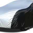 Coverado Car Cover Waterproof All Weather, Full Exterior Covers with Invisible Zipper Mirror Pocket, Outdoor Rain Sun UV Snow Protection Car Covers Universal Fit Sports Car/Coupe/Convertible(167"-172") (Black & Silver)