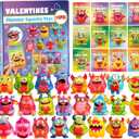 24Pcs Valentines Day Gifts for Kids, Monster Heart Squishy Toys with Cards for Galentines School Gift Exchange, Classroom Prizes, Bag Stuffers, Party Favors