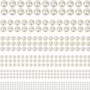 1980Pcs Self Adhesive Pearl Stickers, Shynek Pearls Sticker Gems for Hair, Face, Makeup, Eye, Nail, Crafts, Assorted Sizes (Beige White)