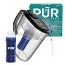 PUR Plus 11-Cup Water Pitcher, 1 Lead-Reducing Filter, Cleaner, Great-tasting Water, Dishwasher Safe, Powerful Filtration, Filter Change Light Indicator, LockFit Cap Design - Smoke (Black)