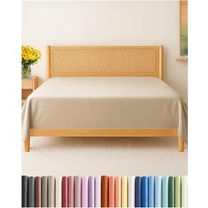 Full Size Flat Sheet - Hotel Quality Top Flat Bed Sheet Only - Ultra-Soft, Comfy, Breathable & Cooling - Fade & Wrinkle Free - Easy-Care, Stain & Shrink Resistant Bedding - Easy-Fit & Oeko-Tex - Cream