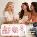 LitBear Heatless Curls Overnight, 2 Sizes of Soft Hair Rollers for Women with Bonnet to Sleep In, No Heat Hair Curlers Set with Scrunchies and Clips, for Long and Medium Hair (Pink)