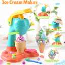 PLAY Clay Dough Set with Ice Cream Maker Machine/Noodle Maker/Banana Split Ice Cream Mold Kitchen Creations Arts Crafts Play Food Toys Tools Kit for Boys Girls Kids Toddlers Ages 3+