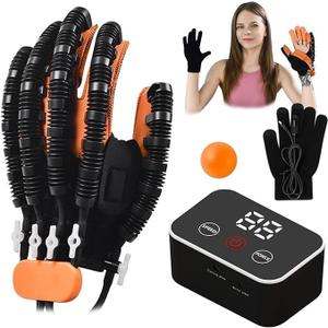 Finger and Hand Function Workout Recovery Device, Robotic Rehabilitative Gloves for Finger Exercising, Stroke Therapy Equipment Hand Function Rehabilitation (Orange)