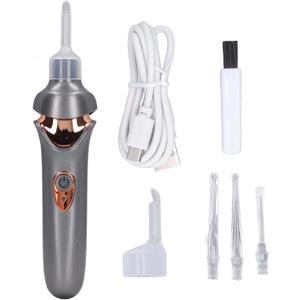 Electric Ear Suction Device, Portable Automatic Electric Vacuum Ear Pick Ear Cleaner Earwax Remover with LED Light for Earwax Removal, Soft Prevent Ear Pick Clean Tools Set (Black)