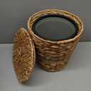 YANGQIHOME 3.8 Gallon Wicker Trash Can with Lid - Water Hyacinth & Seagrass Garbage Can - Handwoven Wicker Waste Basket for Bathroom, Bedroom, Office, Living Room, Laundry Room