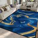 Sapphire Navy Blue Black Gold Marble Decor Art Rugs Soft Non-Slip Indoor Outdoor Living Room Bedroom Kids Modern Home Carpet Mat Yoga Runner Doormat, Multicolor, 47x63inch(120x160cm) (Multi12)