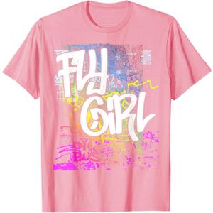Fly Girl 80s 90s Rap B-Girl Old School Hip Hop Graffiti T-Shirt (Small)