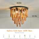 5-Light Semi Flush Mount Ceiling Light Fixture Rustic Wood Chandelier Retro Ceiling lamp Oak and Black with E26 for Farmhouse Kitchen Living Room Entryway Bedroom Dining Room Bathroom.
