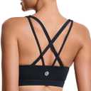 RUNNING GIRL Sports Bras for Women,Y-Back Medium Support Workout Sports Bra Padded Racerback Supportive Bras Push up (Black, L)