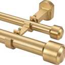 Heavy Duty Double Curtain Rods, 1 1/8IN Diameter Nonadjustable Dual Window Rods 144IN/12FT Length with Luxury Adjustable Brackets, Warm Gold