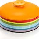 Lyellfe Ceramic Tortilla Warmer, 8.5 Inch Colorful Tortilla Server Keeper Container with Lid, Hold up to 12 Tortillas, Great for Taco Tuesday Night, Mexican Party, Microwave and Oven Safe, 8 inches x 2.3 inches