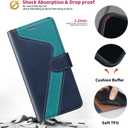 for iPhone 16 Pro Wallet Case,PU Leather Flip Case RFID Blocking Credit Card Holder Folio Magnetic Stand TPU Shockproof Cover Compatible with iPhone 16 Pro, Blue Green