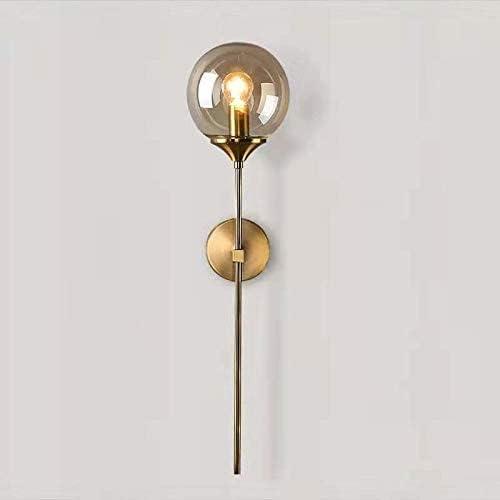 Wall Lamp, Vintage Industrial Wall Mounted Sconce, Amber Glass Globe with Long Arm Gold Wall Lamp,Golden Wall Light for Bedside (Amber), Pack of 2
