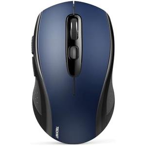 TECKNET Bluetooth Mouse, 4000DPI Wireless Mice for Laptop 2-in-1(BT 5.0/3.0+2.4Ghz) Computer Portable PC Mouse Wireless with USB Receiver for Mac (USB-A+Bluetooth, Blue)