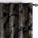 MIULEE Black Velvet Blackout Curtains 84 Inches Long 2 Panels Set, Gold Leaf Patterned Printed Curtains for Bedroom Living Room Soft Room Darkening Thermal Insulated Grommet Luxury Window Drapes