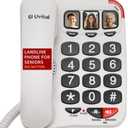 Uvital Big Button Phone for Seniors, White Senior Phone for Elderly Landline, Black Big Buttons Corded Landline Telephone for Home, Corded Landline Phones for Home - Amplified Ringer and Loud Speaker