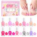 Pink Kids Nail Polish Set, Non-Toxic Quick Dry Peel Off Water Based Fingernail Polish for Toddler 10 Colors DIY Kids Manicure Gifts Kit for Girls Ages 5+