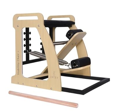 Pilates Chair, Pilates Chair for Home Workouts, Sturdy Metal Frame, Pilates Stability Chair, Yoga Fitness Trainer, Pilates Reformer Machine (Black)