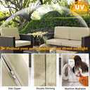 Sqodok Patio Cushion Covers 24x24 Waterproof Outdoor Cushion Covers for Patio Furniture 4Pack Patio Cushion Slicovers Replacement Outdoor Seat Cushion Slip Cover for Wicker Chair, Tan