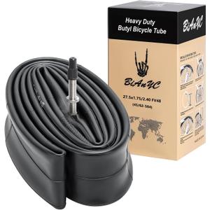 Heavy Duty 27.5 Inch Bike Tube 27.5x1.75-2.40 Compatible with 27.5x1.75 27.5x1.95 27.5x2.10 27.5x2.125 27.5x2.25 27.5x2.40 Bike Bicycle Tire Inner Tube (FV48mm Presta Valve)-1 Pack (F-037)