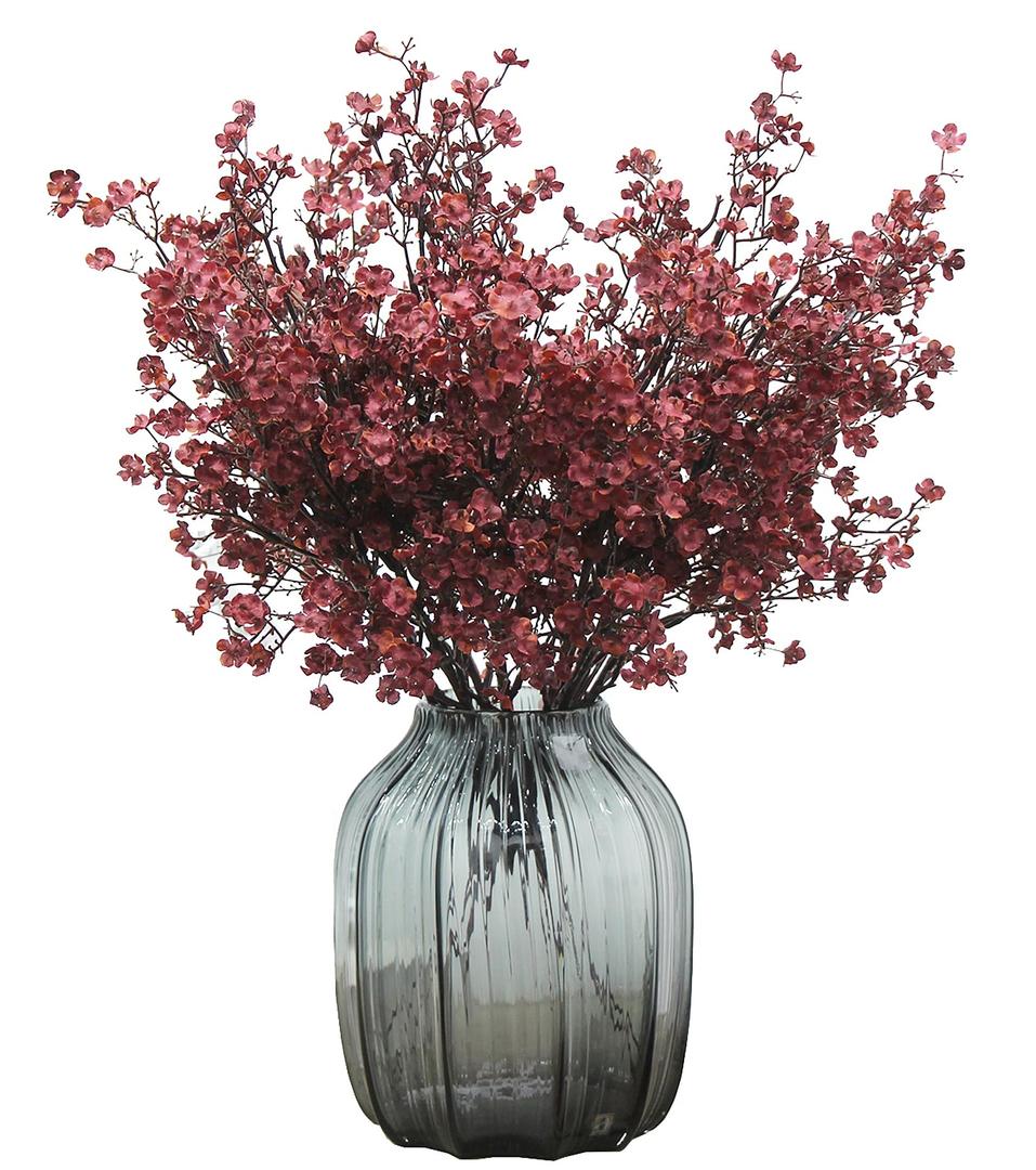 Babys Breath Silk Artificial Flowers Bulk 20pcs for Fall Decor Fake flower bouquet Bulk for Home Kitchen Indoor Bouquet Floral Arrangement Table Centerpieces Party Decor(Burgundy Red 20pcs)