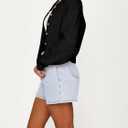 Cioatin Women Y2K Open Front Button Down Crop Sweater Cardigan Long Sleeve Lightweight Knit Pullover Fall Outfits Tops (Black, L)