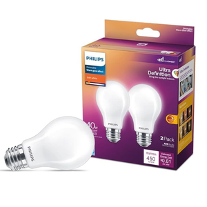 PHILIPS LED 40W A15 Ultra Definition Soft White (2700K) 450 Lumen (5W = 40W) Dimmable Frosted Flicker-Free Light Bulbs