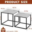 Coffee Table Set of 2, Modern Black Wooden Side Table, Metal Frame Square End Table, Center Tables,Nesting Coffee Table for Living Room,Bedroom and Small Spaces