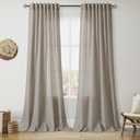 Nanspring 108 Inch Long Curtains for Living Room Grey Beige Linen Simple Modern Light Filtering Semi Sheer Curtain Back Tab Boho Neutral Gray Floor to Ceiling High Window for Bedroom 52x108,2 Panels
