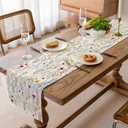 Watercolor Wild Flowers Table Runner, Seasonal Summer Colorful Flowers Holiday Kitchen Dining Table Decoration for Home Party Decor 13 x 108 Inch