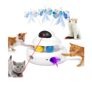 Interactive Cat Toys for Indoor Cats,4-in-1 Automatic Kitten Toy,Motion Activated Electronic Fluttering Butterfly,Track Balls, Moving Feather Toys for All Breeds,USB Rechargeable