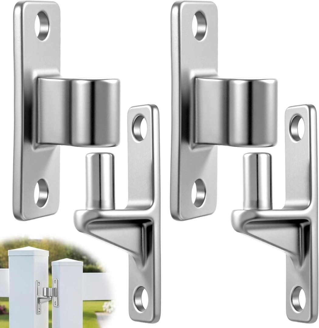 2ps Gate Hinges 304Stainless Steel Heavy Duty gate Hinges Wall Mount Farm Gates Hinge for Wooden Fenceswith 5/8'' Fence Gates Hardware Barrel Hinge for Wood Load-Bearing up to 600lbs