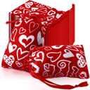 Aliceset 50 Pcs Valentine's Day Heart Gift Bags with Drawstring 5 x 7 Inch Lover Drawstring Satin Bags Jewelry Pouches for Wedding Baby Shower Party Favors DIY Craft (Red)