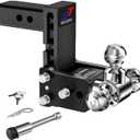 Trailer Hitches, Adjustable Trailer Hitch Ball Mount - Fits 2" Receiver, Tri-Ball (1-7/8" x 2" x 2-5/16"), 5" Drop, 10,000 GTW - GT20053B (5"Drop-Tri Ball)