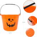 Zcaukya 3 Pack Halloween Buckets, Halloween Plastic Candy Pails, Portable Plastic Candy Trick or Treat Basket for Halloween Party Supplies, Orange Purple Green