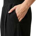 Zylioo Tall Pants for Women Long Inseam Wide Leg Palazzo Pants High Waisted Flowy Summer Beach Pants with Pockets, L, Black