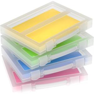 Scrapbook Paper Storage, 4 Pack Stackable Paper Organizer Box with Handle, Fits More 8.5x11 and Documents, File Folder Box for Office & Home Organization