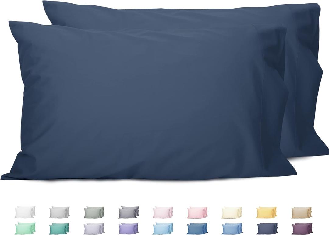Sunflower Queen Pillowcases Set of 2, 100% Cotton Queen Size Pillow Cases 2, 2030 inches Crown Blue, Soft and Breathable (Queen (20"x30"), Crown Blue)