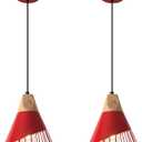 Farmhouse Pendant Light 9.4ines, 2 Packs- Red Industrial Kitchen Pendant Lights for Kitchen Island, Bar, Bedroom, Office, Library