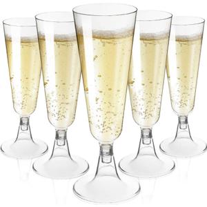 50 Pack Plastic Champagne Glasses 5 OZ Clear Disposable Champagne Flutes Plastic Mimosa Cups Acrylic Wedding, Toasting Glasses for Party, Birthday, Cocktail Cups Bulk