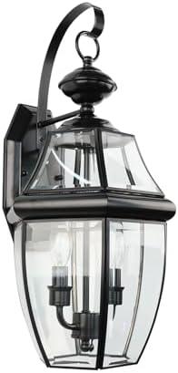 Outdoor Wall Lights, 20inch Large Exterior Lighting Fixtures, 2 Light Waterproof Wall Sconce with Glass Shades, Aluminium Outside Lanterns for Porch Farmhouse Patio Doorway Yard (E12 Base Max 40W)